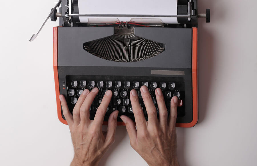 Writing content with a typewriter